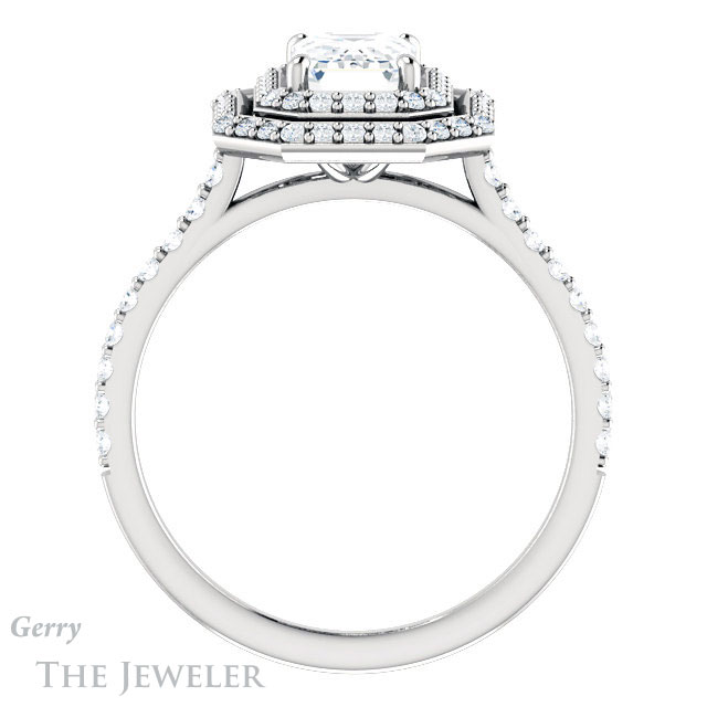 Emerald Cut Forever Brilliant Moissanite Engagement Ring #GTJ903-emerald-fb-w