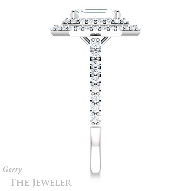 Emerald Cut Forever Brilliant Moissanite Engagement Ring #GTJ903-emerald-fb-w