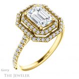 Emerald Cut Forever One Moissanite Engagement Ring #GTJ903-emerald-fb-y 4 Emerald Cut Forever Brilliant Moissanite Engagement Ring #GTJ903-emerald-fb-y