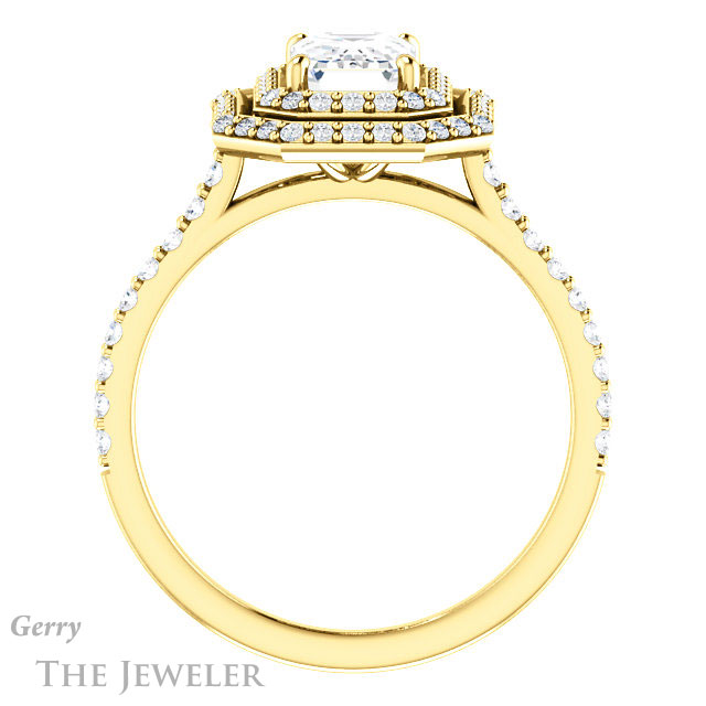 Emerald Cut Forever Brilliant Moissanite Engagement Ring #GTJ903-emerald-fb-y