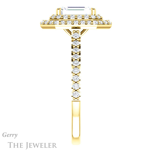 Emerald Cut Forever One Moissanite Engagement Ring #GTJ903-emerald-fb-y 3 Emerald Cut Forever Brilliant Moissanite Engagement Ring #GTJ903-emerald-fb-y