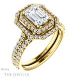 Emerald Cut Forever One Moissanite Engagement Ring #GTJ903-emerald-fb-y 6 Emerald Cut Forever Brilliant Moissanite Engagement Ring #GTJ903-emerald-fb-y