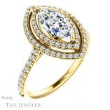 Marquise Cut Forever One Moissanite Engagement Ring #GTJ903-marquise-fb-y 4 Marquise Cut Forever Brilliant Moissanite Engagement Ring #GTJ903-marquise-fb-y