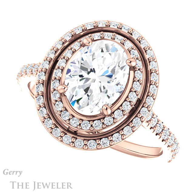 Oval Shaped Forever One Moissanite Engagement Ring #GTJ903-oval-fo-r