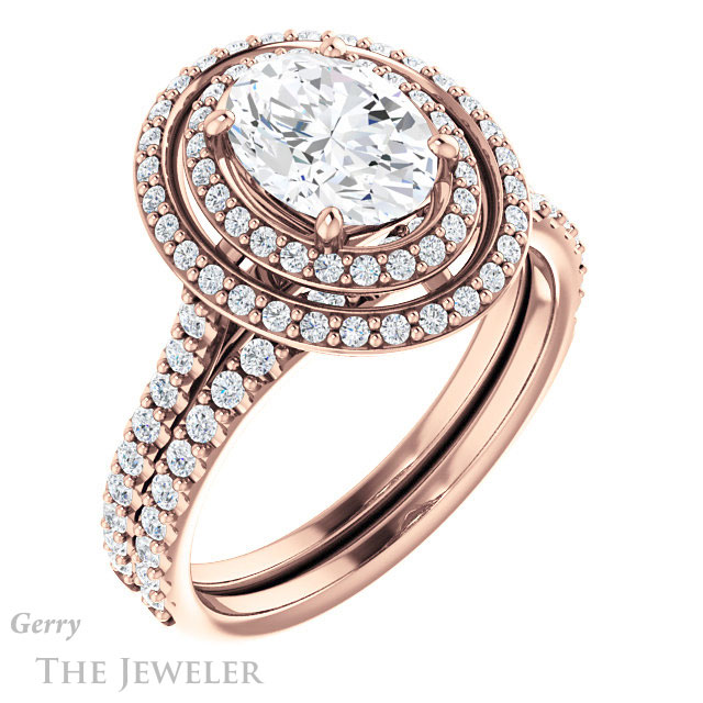 Oval Shaped Forever One Moissanite Engagement Ring #GTJ903-oval-fo-r