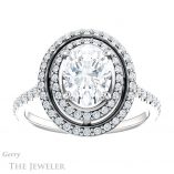 Oval Shaped Forever One Moissanite Engagement Ring #GTJ903-oval-fo-w
