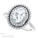 Oval Shaped Forever One Moissanite Engagement Ring #GTJ903-oval-fo-w