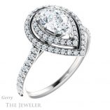 Pear Shaped Forever One Moissanite Engagement Ring #GTJ903-pear-fb-w 4 Pear Shaped Forever Brilliant Moissanite Engagement Ring #GTJ903-pear-fb-w