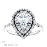 Pear Shaped Forever One Moissanite Engagement Ring #GTJ903-pear-fb-w 1 Pear Shaped Charles & Colvard Moissanite Double Halo Ring