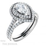 Pear Shaped Forever One Moissanite Engagement Ring #GTJ903-pear-fb-w 6 Pear Shaped Forever Brilliant Moissanite Engagement Ring #GTJ903-pear-fb-w