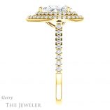 Pear Shaped Forever One Moissanite Engagement Ring #GTJ903-pear-fb-y 3 Pear Shaped Forever Brilliant Moissanite Engagement Ring #GTJ903-pear-fb-y