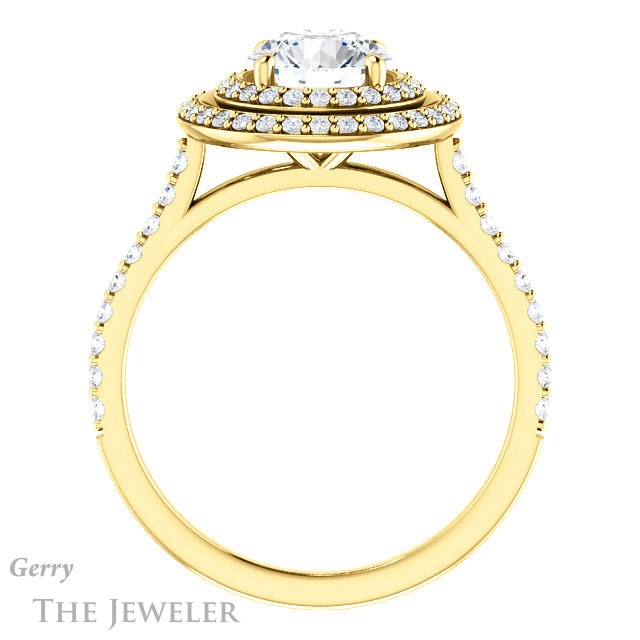 Round Cut Forever One Moissanite Engagement Ring #GTJ903-round-fo-y