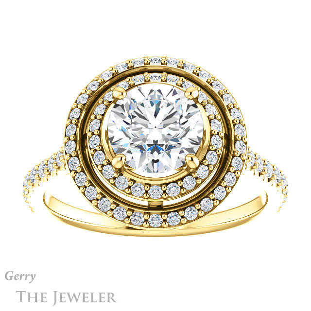 Round Cut Forever One Moissanite Engagement Ring #GTJ903-round-fo-y