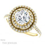 Round Cut Forever One Moissanite Engagement Ring #GTJ903-round-fo-y