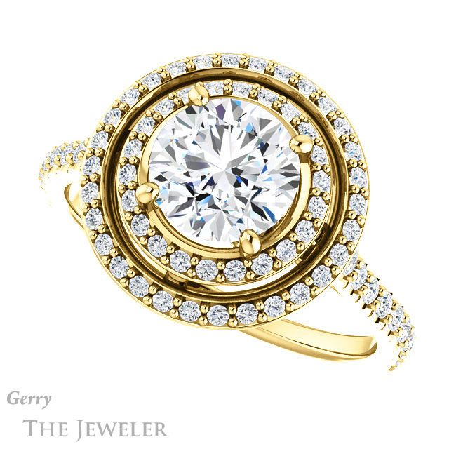 Round Cut Forever One Moissanite Engagement Ring #GTJ903-round-fo-y