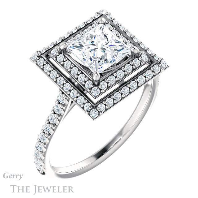 Princess Cut Forever One Moissanite Engagement Ring #GTJ903-square-fo-w 4 Princess Cut Forever One Moissanite Engagement Ring #GTJ903-square-fo-w