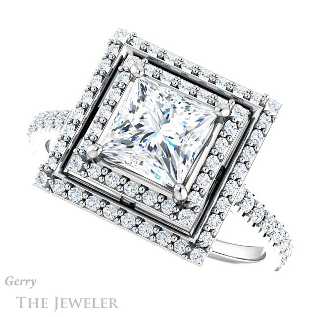 Princess Cut Forever One Moissanite Engagement Ring #GTJ903-square-fo-w 5 Princess Cut Forever One Moissanite Engagement Ring #GTJ903-square-fo-w