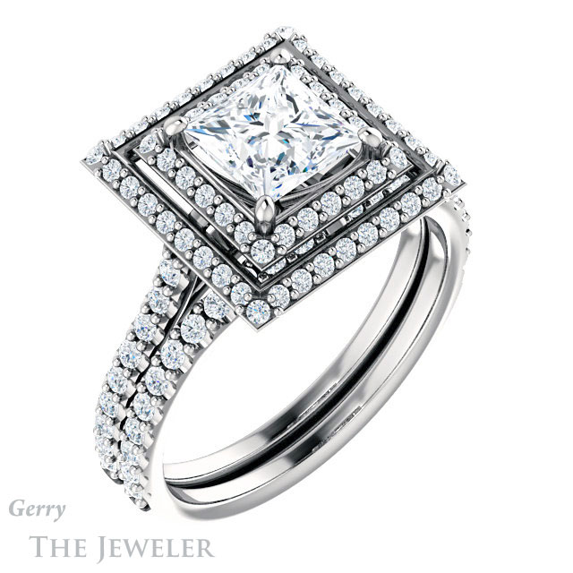 Princess Cut Forever One Moissanite Engagement Ring #GTJ903-square-fo-w 6 Princess Cut Forever One Moissanite Engagement Ring #GTJ903-square-fo-w