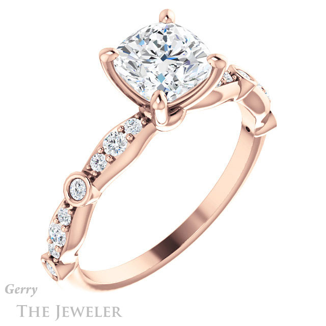 Cushion Cut Forever One Moissanite Engagement Ring #GTJ904-cushion-fo-r
