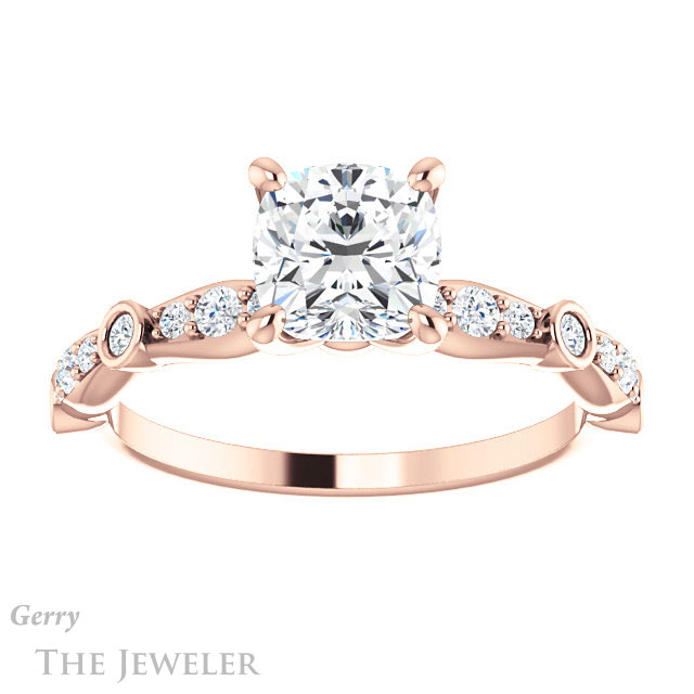 Cushion Cut Forever One Moissanite Engagement Ring #GTJ904-cushion-fo-r