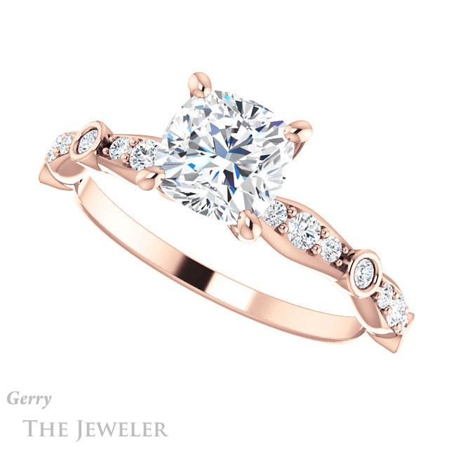Cushion Cut Forever One Moissanite Engagement Ring #GTJ904-cushion-fo-r
