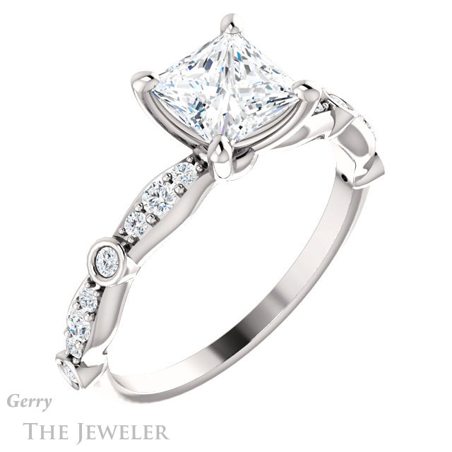 Cushion Cut Forever One Moissanite Engagement Ring #GTJ904-cushion-fo-r