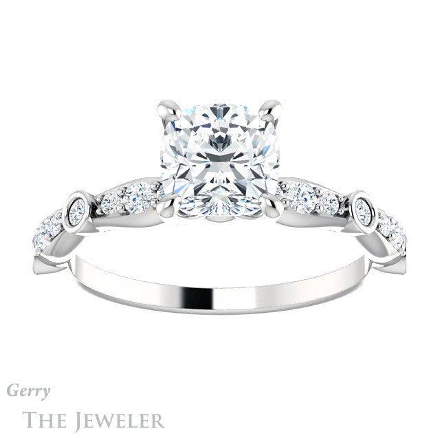 Cushion Cut Forever One Moissanite Engagement Ring #GTJ904-cushion-fo-w