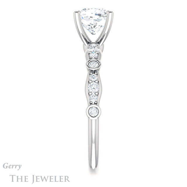Cushion Cut Forever One Moissanite Engagement Ring #GTJ904-cushion-fo-w