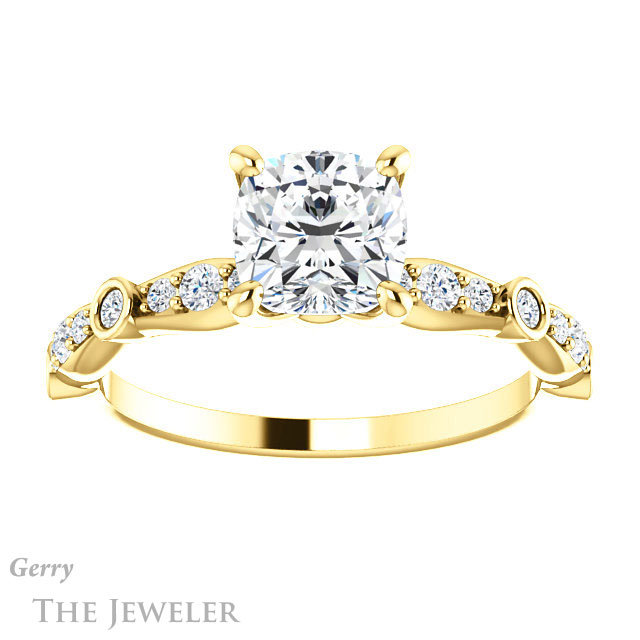 Cushion Cut Forever One Moissanite Engagement Ring #GTJ904-cushion-fo-y