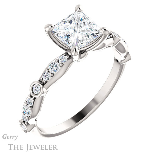 Cushion Cut Forever One Moissanite Engagement Ring #GTJ904-cushion-fo-y