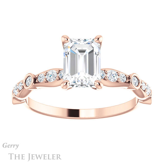 Emerald Cut Forever Brilliant Moissanite Engagement Ring #GTJ904-emerald-fb-r