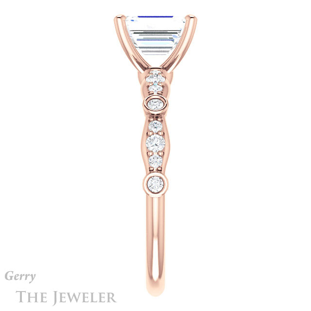 Emerald Cut Forever Brilliant Moissanite Engagement Ring #GTJ904-emerald-fb-r