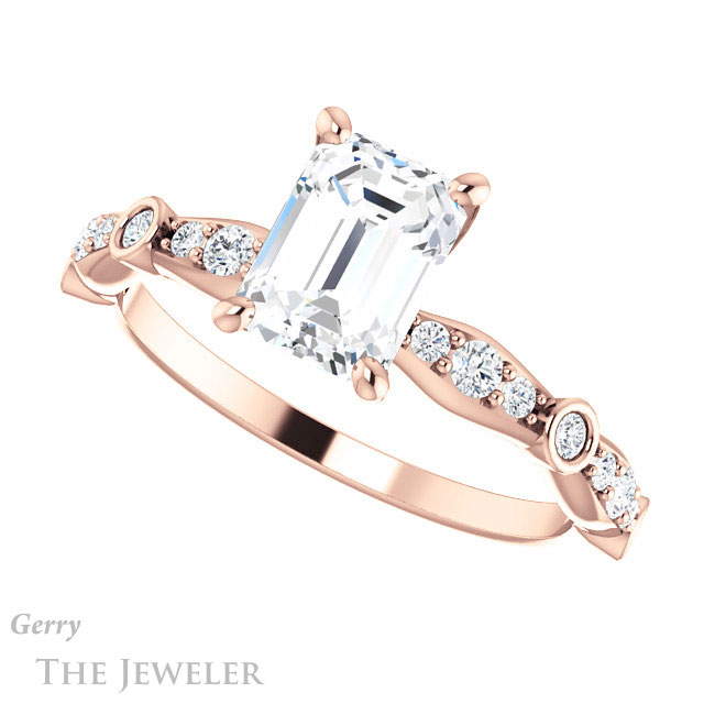 Emerald Cut Forever Brilliant Moissanite Engagement Ring #GTJ904-emerald-fb-r
