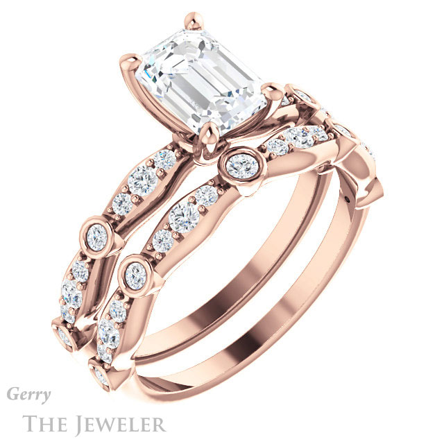 Emerald Cut Forever Brilliant Moissanite Engagement Ring #GTJ904-emerald-fb-r