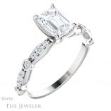 Emerald Cut Forever Brilliant Moissanite Engagement Ring #GTJ904-emerald-fb-w
