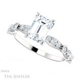 Emerald Cut Forever Brilliant Moissanite Engagement Ring #GTJ904-emerald-fb-w