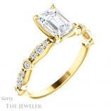 Emerald Cut Forever Brilliant Moissanite Engagement Ring #GTJ904-emerald-fb-y