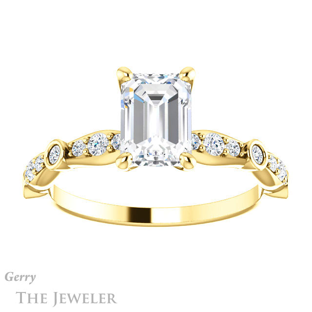 Emerald Cut Forever Brilliant Moissanite Engagement Ring #GTJ904-emerald-fb-y