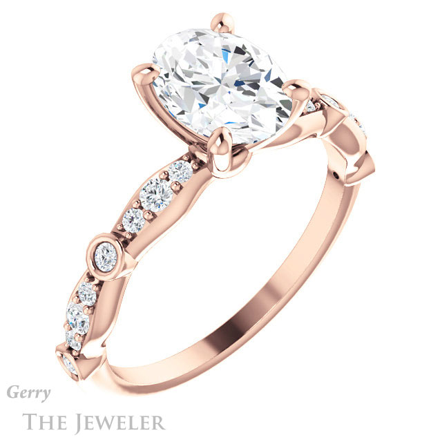 Oval Shaped Forever One Moissanite Engagement Ring #GTJ904-oval-fo-r