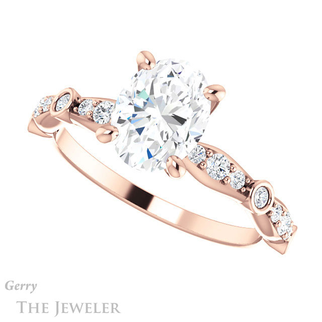Oval Shaped Forever One Moissanite Engagement Ring #GTJ904-oval-fo-r