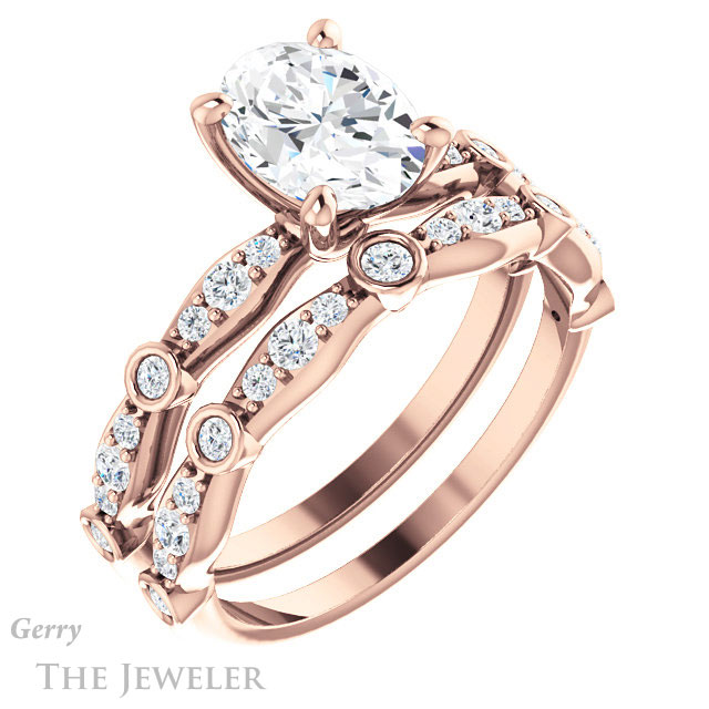 Oval Shaped Forever One Moissanite Engagement Ring #GTJ904-oval-fo-r