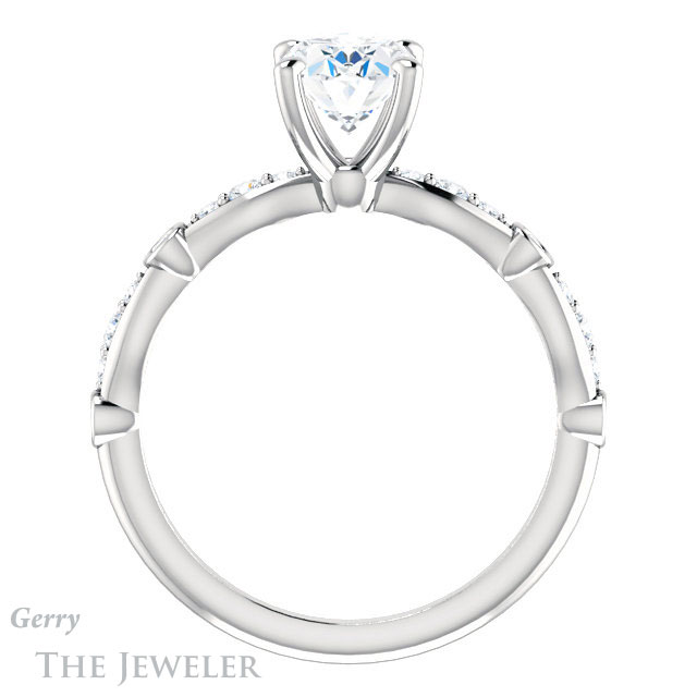 Oval Shaped Forever One Moissanite Engagement Ring #GTJ904-oval-fo-w