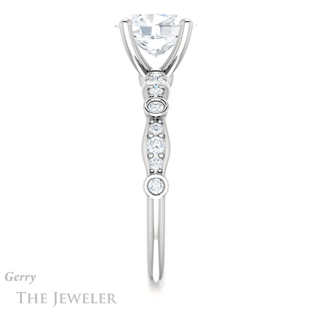 Oval Shaped Forever One Moissanite Engagement Ring #GTJ904-oval-fo-w
