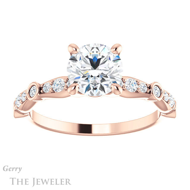 Round Cut Forever One Moissanite Engagement Ring #GTJ904-round-fo-r