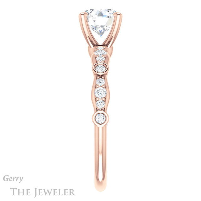 Round Cut Forever One Moissanite Engagement Ring #GTJ904-round-fo-r
