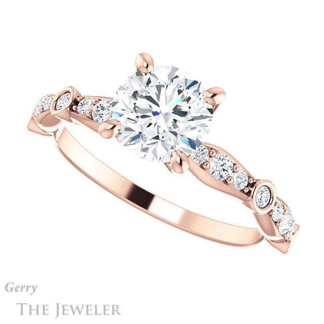 Round Cut Forever One Moissanite Engagement Ring #GTJ904-round-fo-r