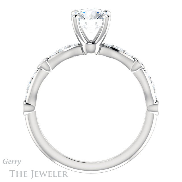 Round Cut Forever One Moissanite Engagement Ring #GTJ904-round-fo-w