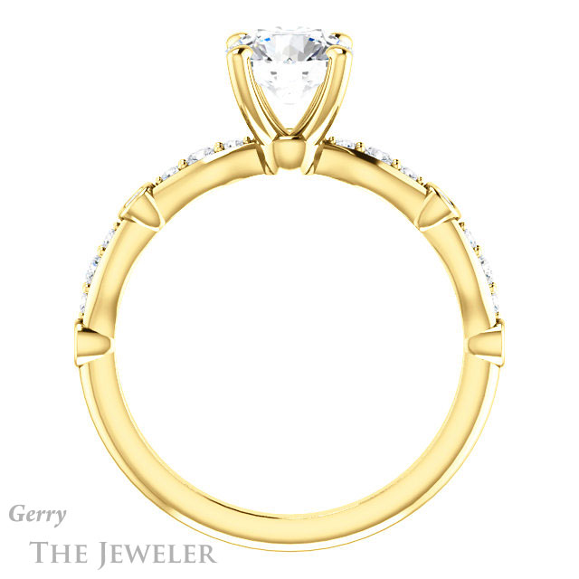 Round Cut Forever One Moissanite Engagement Ring #GTJ904-round-fo-y