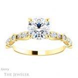 Round Cut Forever One Moissanite Engagement Ring #GTJ904-round-fo-y