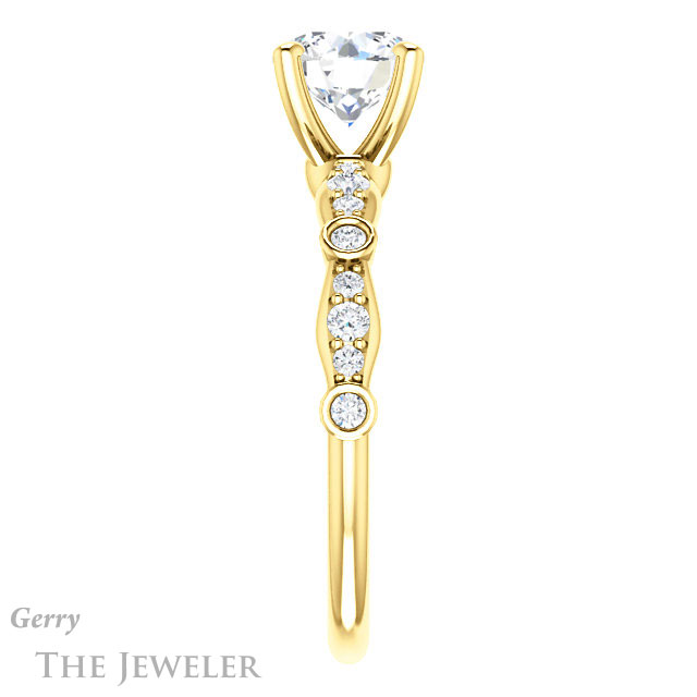 Round Cut Forever One Moissanite Engagement Ring #GTJ904-round-fo-y